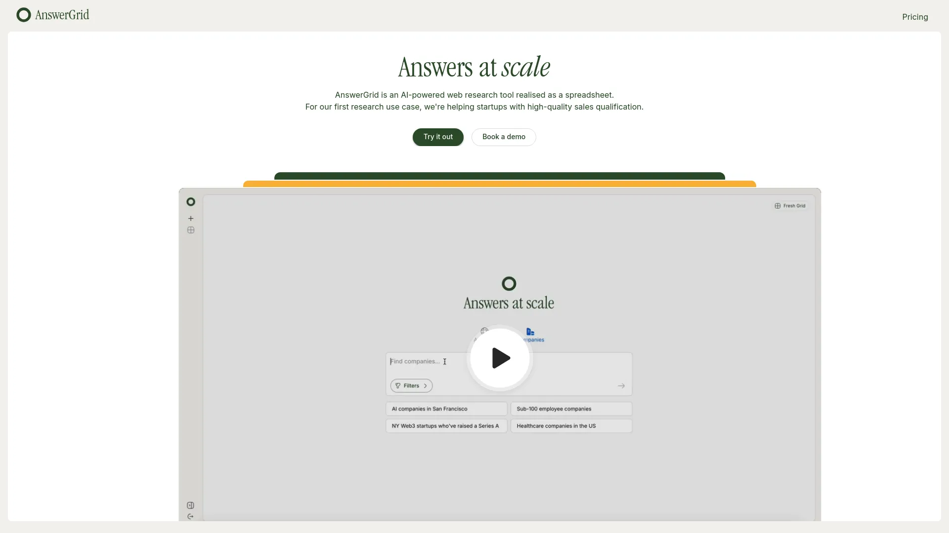 AnswerGrid (YC S24) screenshot