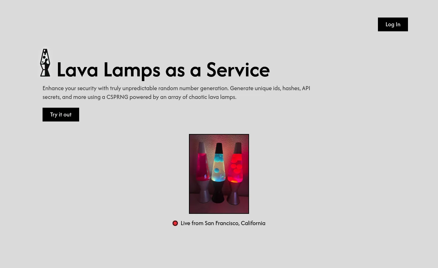 Lava Lamps as a Service screenshot