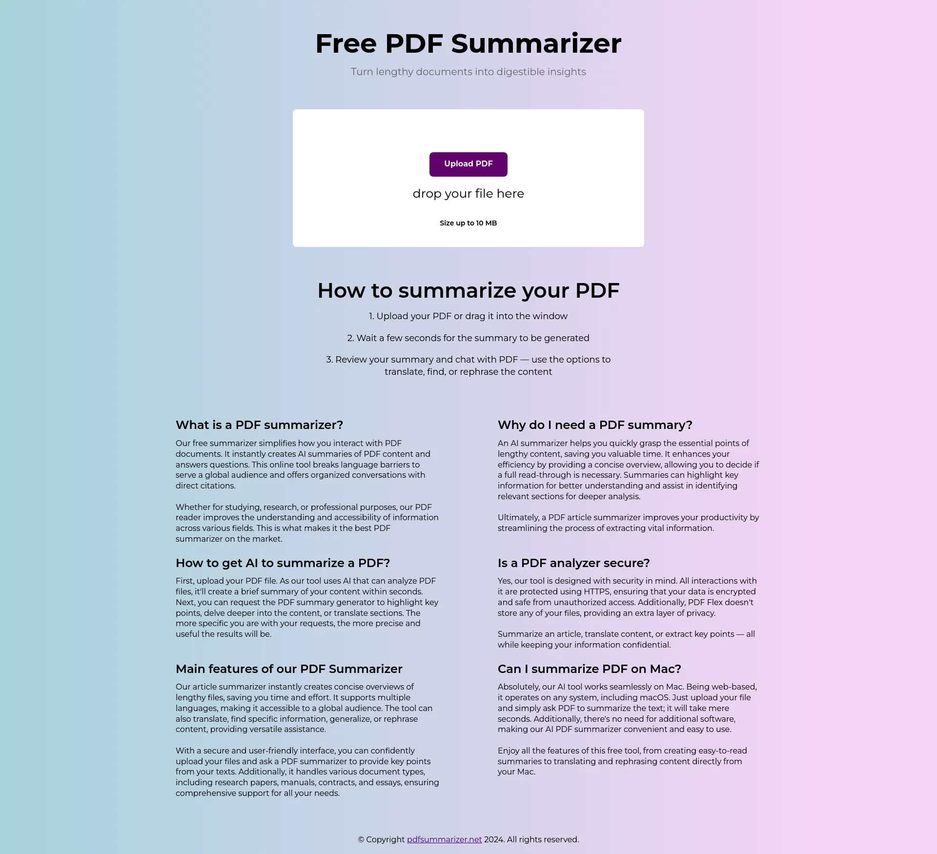 AI PDF Summarizer screenshot