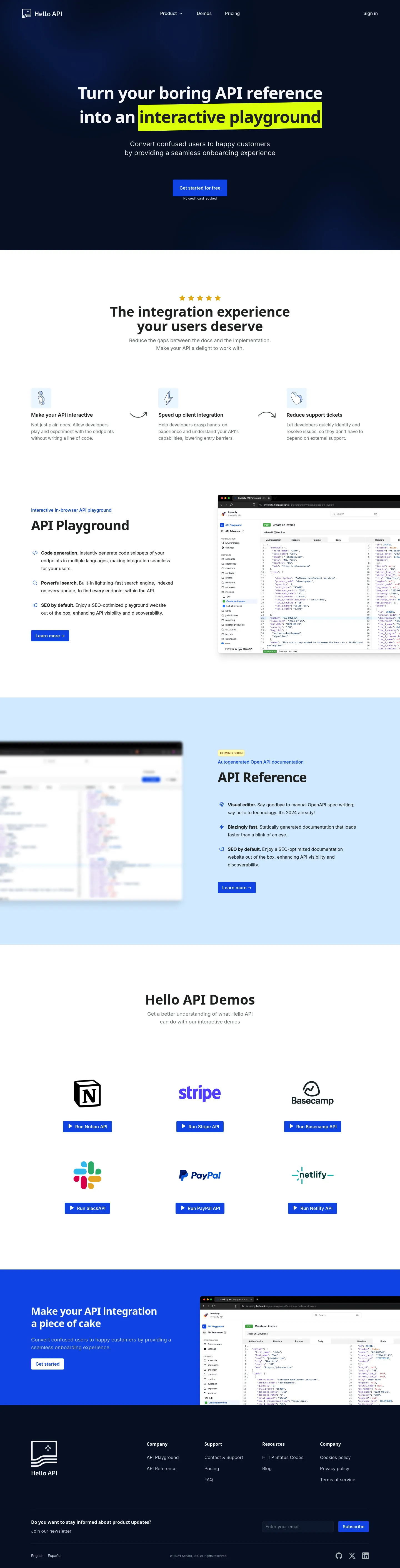 Hello API screenshot