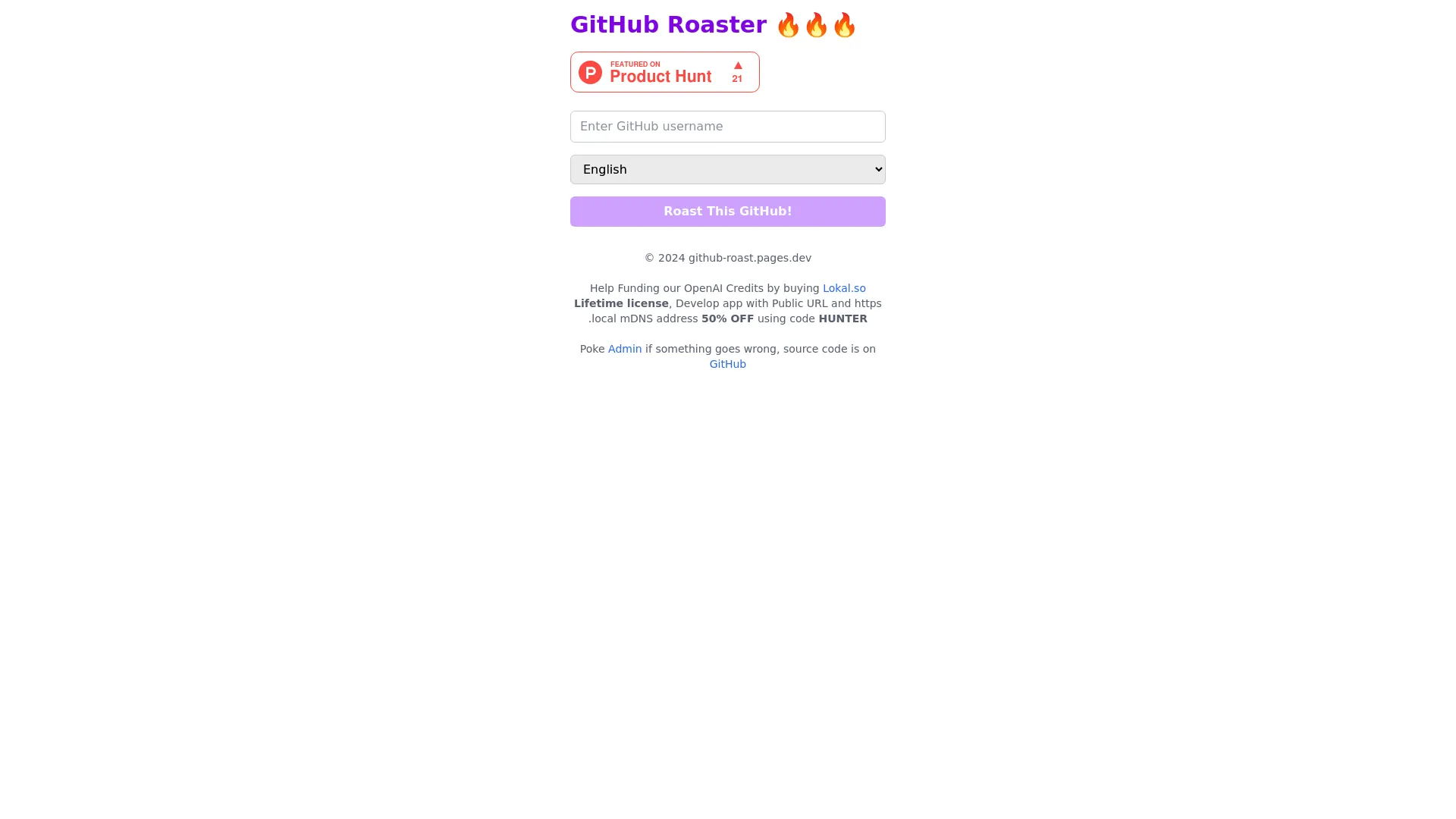 GitHub Profile Roast  screenshot