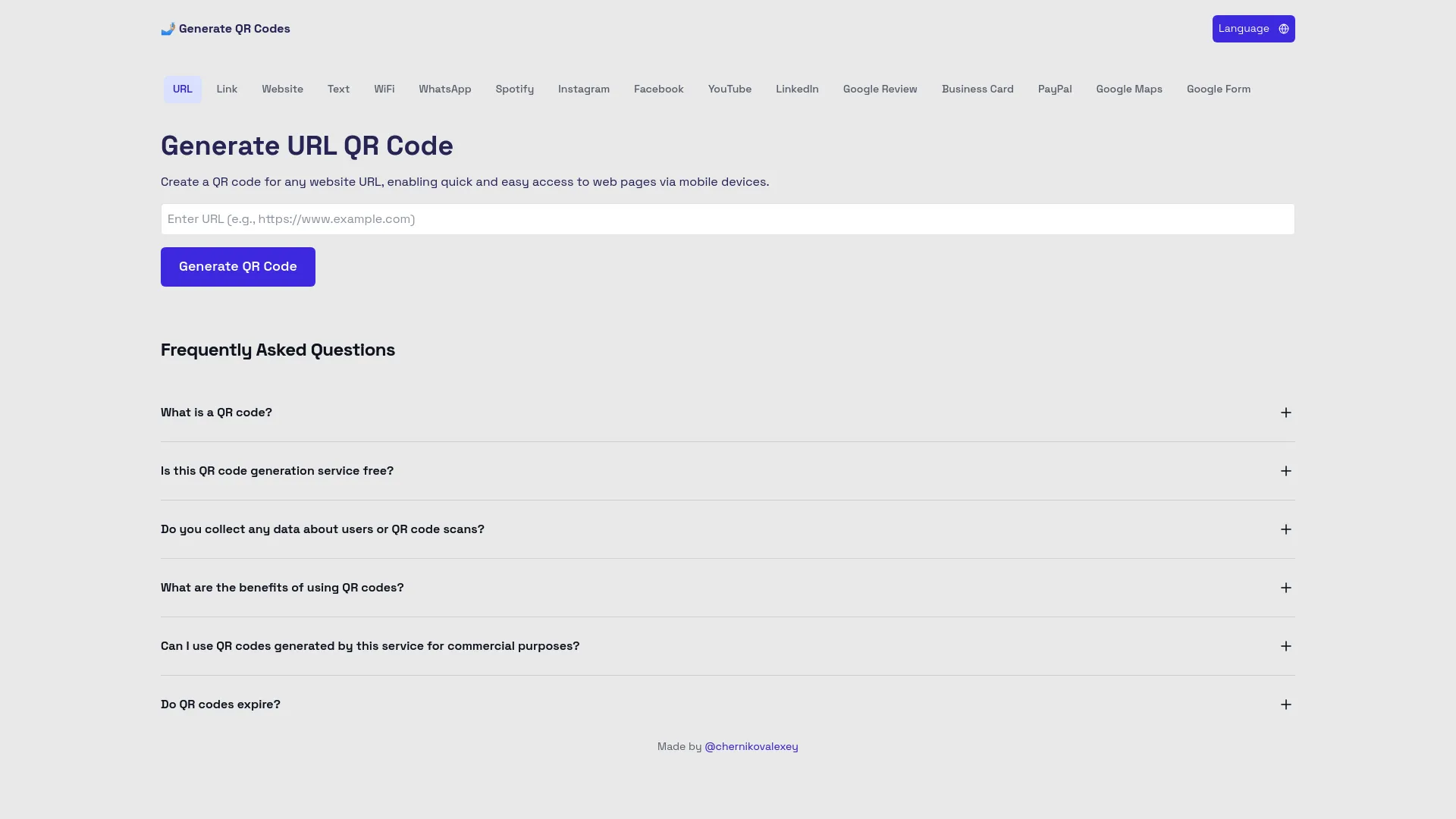 Generate QR Codes screenshot